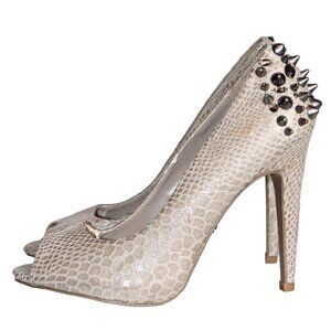 Spiky Simply Vera Wang Gray Lizard Pattern Stiletto Peep-Toe Shoes Size 7.5 GUC